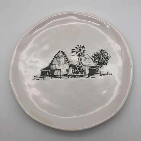 Robert Stanley Salad Desert Plate Stoneware Rustic Farmhouse Barn Windmill 8.25” - Picture 1 of 5